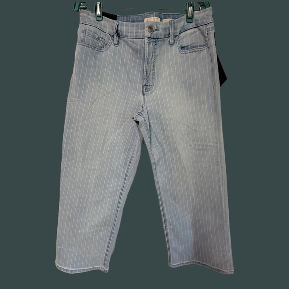 7 for All Man Kind Wide Leg Jeans Pinstripe Pin stripe Cropped 12 JEN7 - Picture 2 of 5